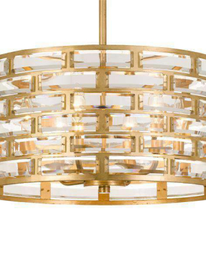 Meridian 6 Light Antique Gold Chandelier