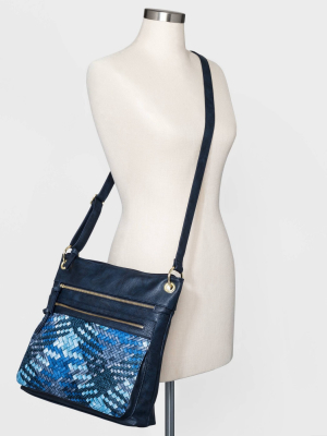 Bueno Zip Closure Denim Crossbody Bag - Blue