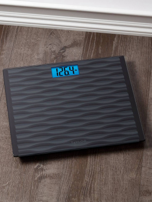 Glass Digital Scale With High Capacity And Wide Platform Wave Design Black/gray - Taylor