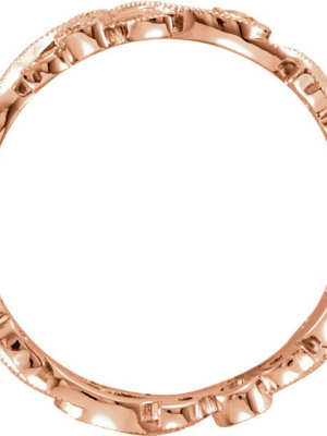 Pompeii3 1/4ct Diamond Eternity Ring 14k Rose Gold Scroll Vintage Leaf