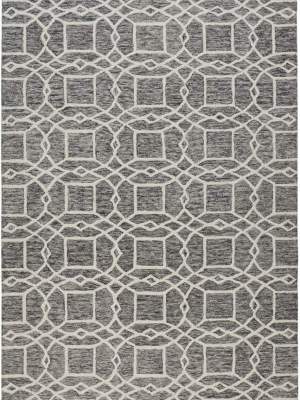 Rhett Geometric Lattice Print Rug - Charcoal Gray - Available In 2 Sizes