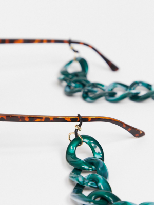 Asos Design Sunglasses Chain In Chunky Green