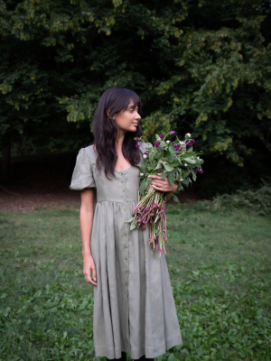 Mirabelle Dress in Sage Linen – Of Her Own Kind