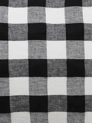 Black & White Gingham Linen Fitted Sheet