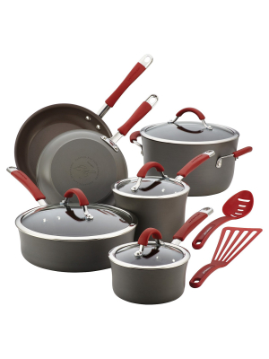 Rachael Ray Cucina 12 Piece Hard Anodized Cookware Set - Cranberry