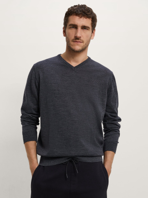 Merino Wool V-neck Sweater
