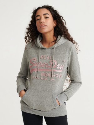 Vintage Logo Glitter Embossed Loopback Hoodie