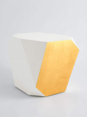 Global Views Gema Side Table - Ivory & Gold