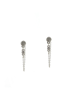 Pave Disc Drape Jacket Earring