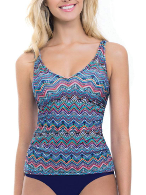 Profile By Gottex Marimba V-neck Underwire Tankini Top In E Cup E737-1e46-080