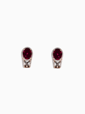 Effy 14k Rose Gold Rhodolite Garnet And Diamond Earrings, 4.92 Tcw