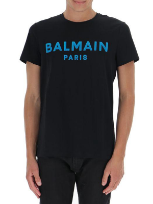 Balmain Flocked Logo Crewneck T-shirt