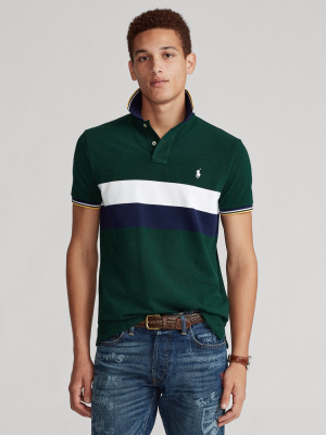 Classic Fit Striped Mesh Polo Shirt