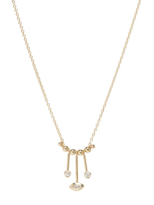 14k Mobile Mixed Diamond Bar & Bead Necklace