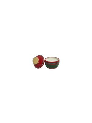 Roman Set Of 2 Red And Green Jar Candles Christmas Ornament 5.25"