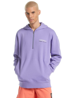 Solid Quarter Zip Fleece Hoodie