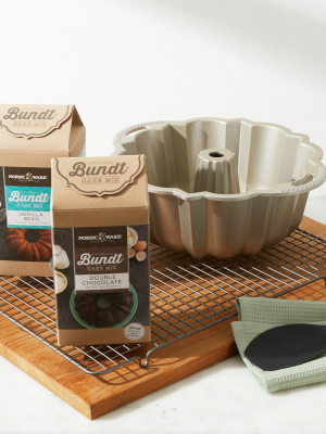 Nordic Ware ® Silver Anniversary Bundt ® Pan With Cooling Rack, Double Chocolate Bundt ® Mix And Vanilla Bean Cake Mix