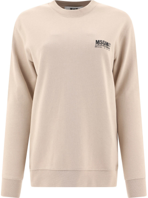 Msgm Logo Embroidered Crewneck Sweatshirt