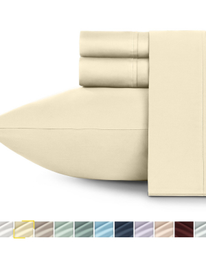 400 Thread Count Cotton Sheets - Cooling Sateen Weave Sheet Set, Deep Pocket Ultra Soft Bedding - California Design Den