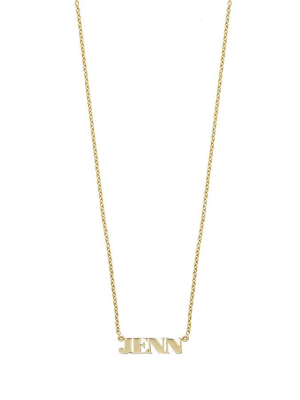 Solid Yellow Gold Nameplate Necklace With Standard Chain