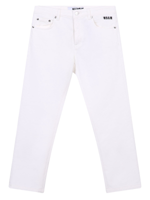 Msgm Logo Printed Straight Leg Jeans