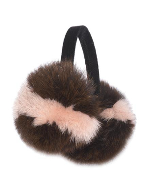 Two-tone Blue Fox Fur Earmuffs With Velvet Band