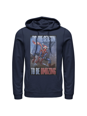 Men's Marvel Spider-man 'tis The Season To Be Amazing Pull Over Hoodie