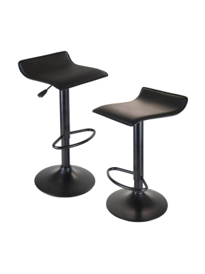 Set Of 2 Obsidian Adjustable Swivel Air Lift Stool Black - Winsome