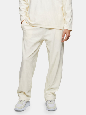 Ecru Wide Leg Corduroy Sweatpants