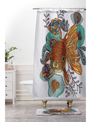 Little Fish Shower Curtain Orange/green - Deny Designs