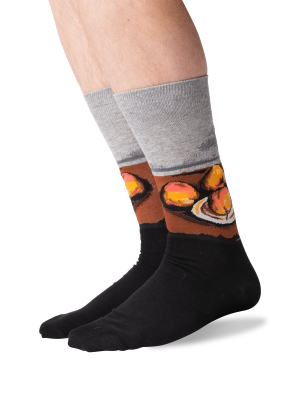 Men's Cezanne's Still Life Plate And Fruit Crew Socks