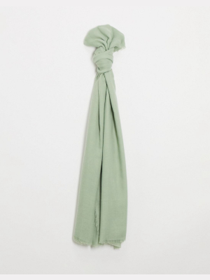 Asos Design Lightweight Scarf With Raw Edge In Sage