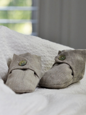 Linen Baby Booties