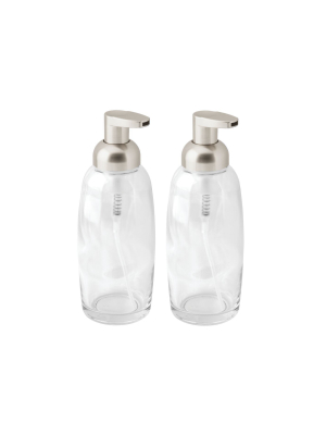 Mdesign Glass Refillable Foaming Soap Dispenser Pump, 2 Pack