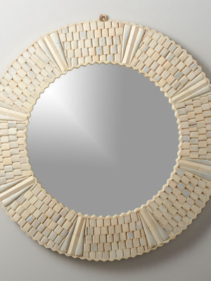 Bone Inlay Large Round Mirror