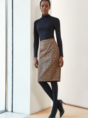Cristina Leopard Leather Skirt