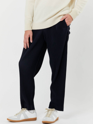 Navy Tailored Pleated Pants