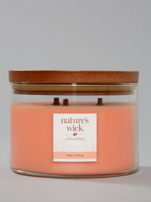 Wood Lidded Glass Jar Pink Coral Candle - Nature's Wick