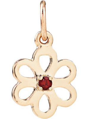 Birth Jewel Flower Charm With Garnet