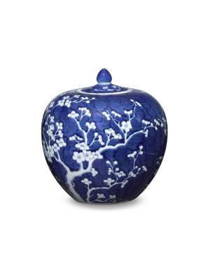 Plum Melon Jar, Blue And White