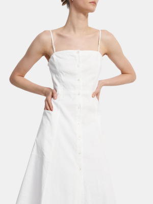 Button Front Dress In Good Linen