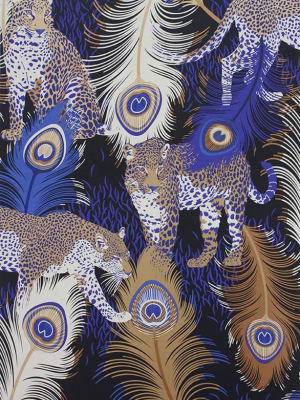 Leopardo Wallpaper In Black And Electric Blue By Matthew Williamson For Osborne & Little