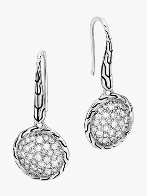 Classic Diamond Pave Round Drop Earrings