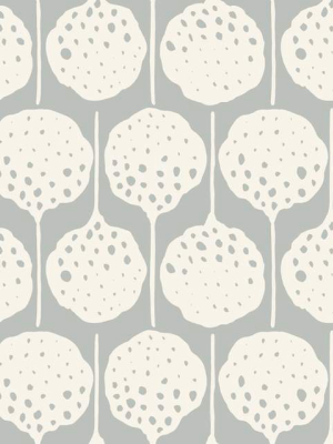 Lily's Pad Wallpaper In Gray Goose By Anna Redmond For Abnormals Anonymous