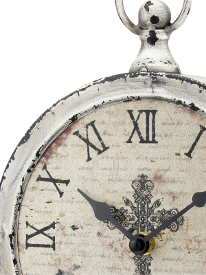 Round Worn Faith Table Clock White - Stonebriar Collection