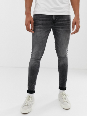 Jack & Jones Intelligence Skinny Fit Jeans In Washed Black