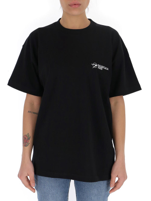 Balenciaga Paris Logo Embroidered T-shirt