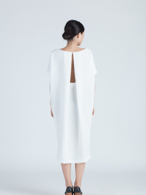 Triangle Midi Dolman Open Back Dress - White