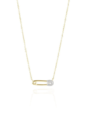 Adina Reyter Super Tiny Pave Safety Pin Necklace