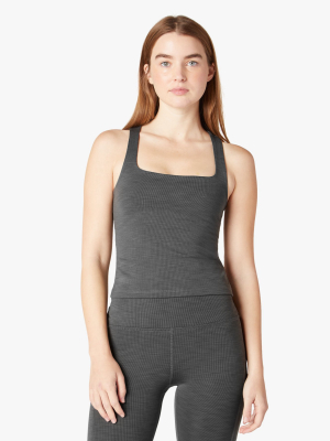 Beyond Yoga Square Neck Tank Smoke Gray Heather